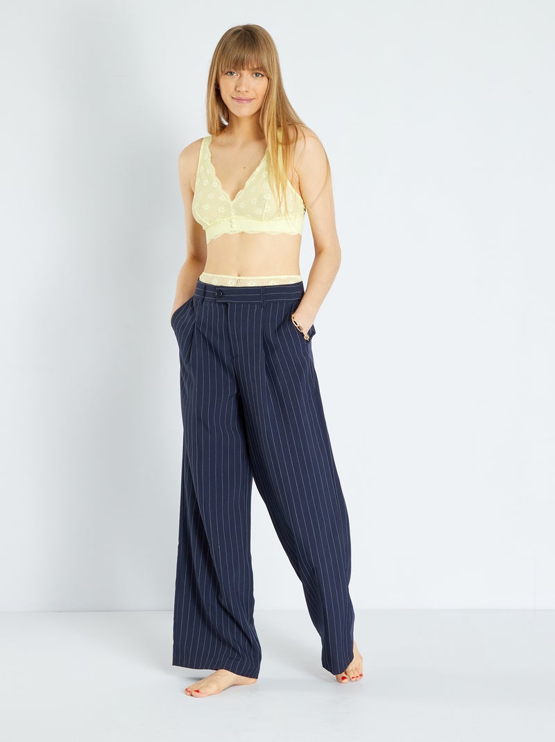 Soutien-gorge triangle en dentelle jaune - Kiabi