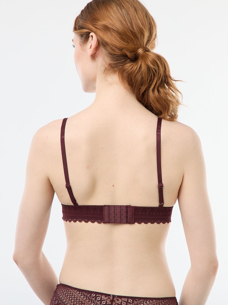 Soutien-gorge triangle en dentelle Marron - Kiabi