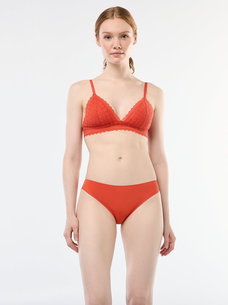 Soutien-gorge triangle en dentelle Orange - Kiabi