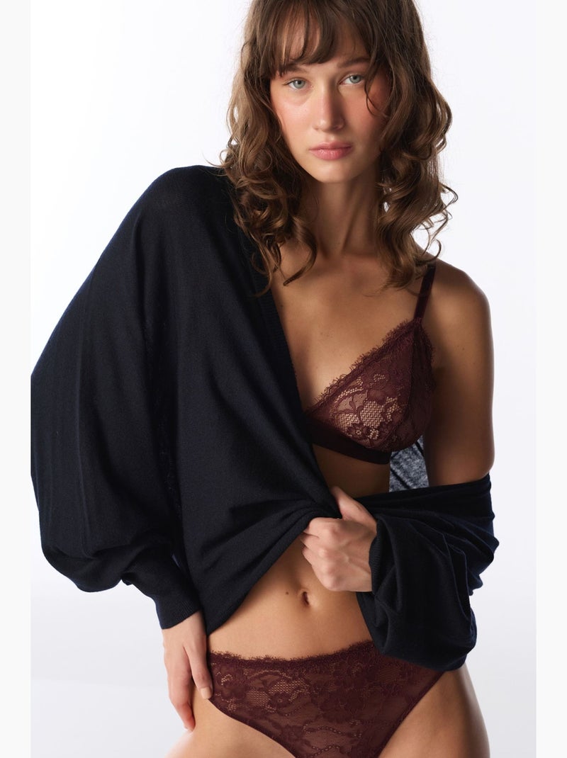 Soutien-gorge triangle en dentelle penti Rouge bordeaux - Kiabi