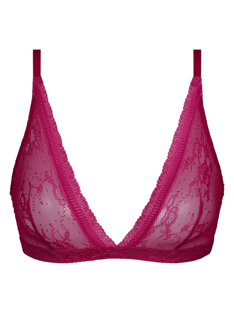 Soutien-gorge triangle en dentelle Romance Rose fushia - Kiabi