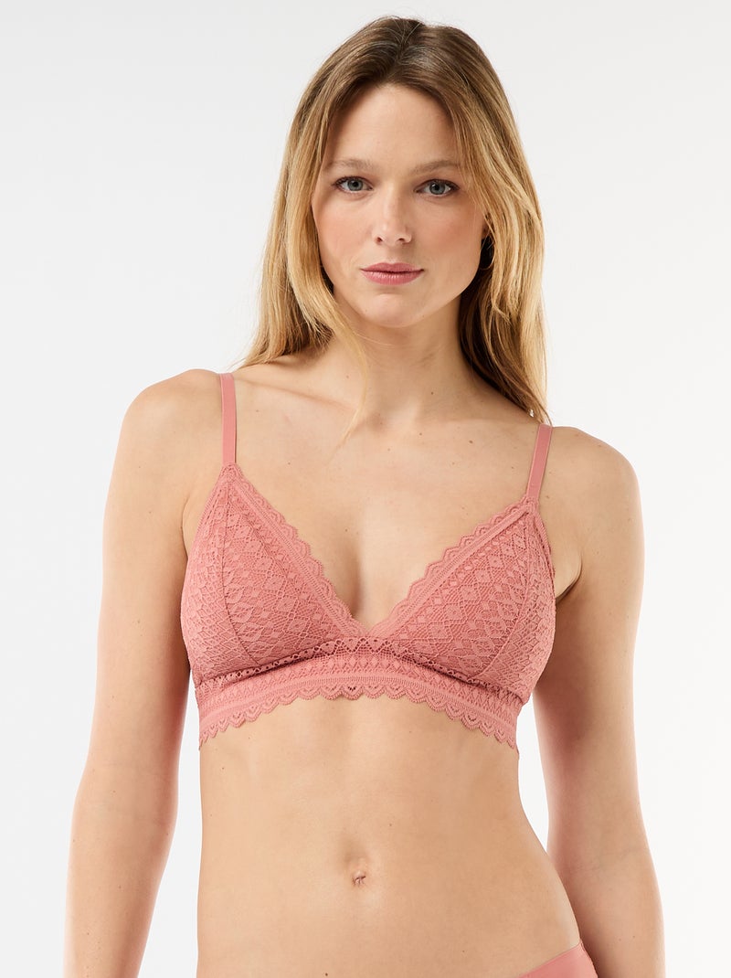 Soutien-gorge triangle en dentelle Rose - Kiabi