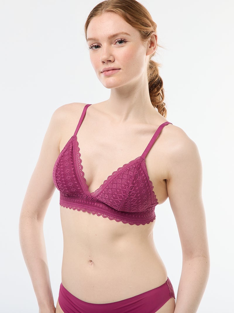 Soutien-gorge triangle en dentelle Rose - Kiabi