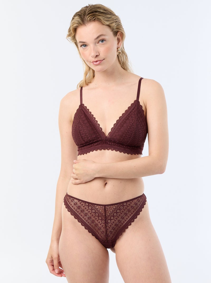 Soutien-gorge triangle en dentelle Violet foncé - Kiabi