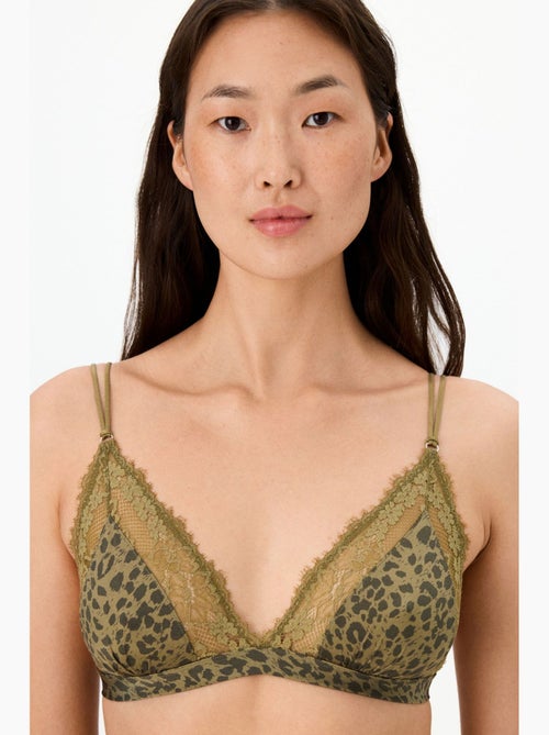 Soutien-gorge triangle en micro dentelle imprimée penti - Kiabi
