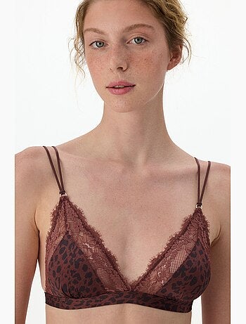 Soutien-gorge triangle en micro dentelle imprimée penti