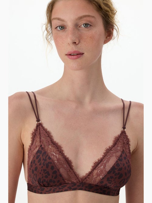 Soutien-gorge triangle en micro dentelle imprimée penti - Kiabi