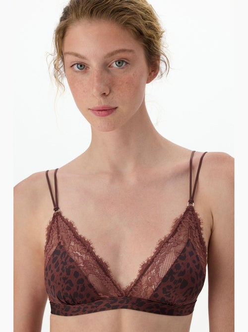 Soutien-gorge triangle en micro dentelle imprimée penti - Kiabi