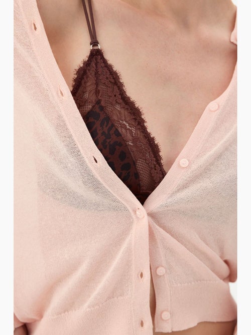 Soutien-gorge triangle en micro dentelle imprimée penti - Kiabi