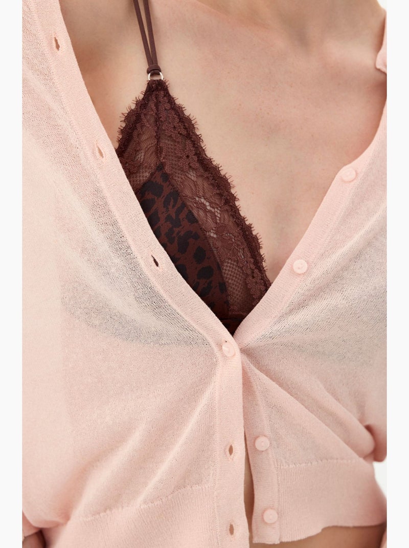 Soutien-gorge triangle en micro dentelle imprimée penti Rouge bordeaux - Kiabi