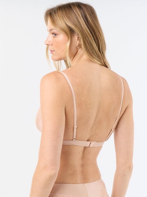 Soutien-gorge triangle en microfibre satinée et dentelle - Kiabi