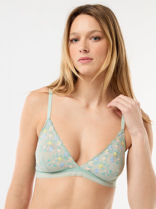 Soutien-gorge triangle en tulle brodé - Kiabi