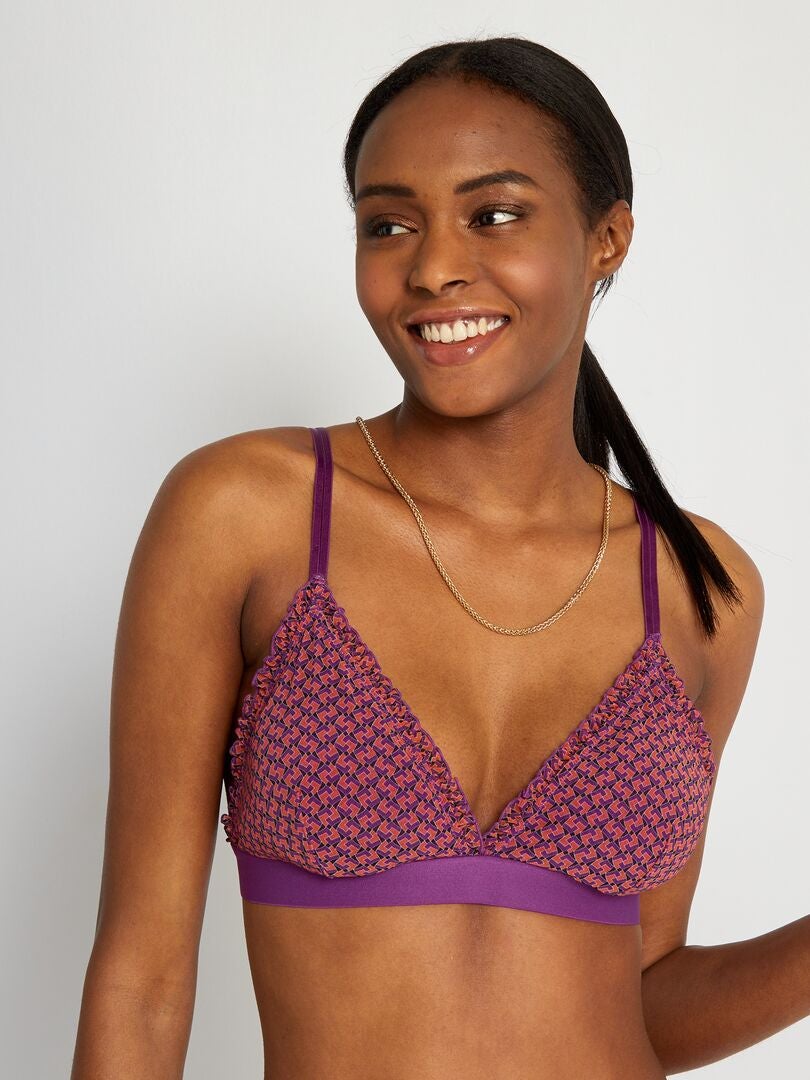 Soutien-gorge triangle en tulle géométrique - Kiabi