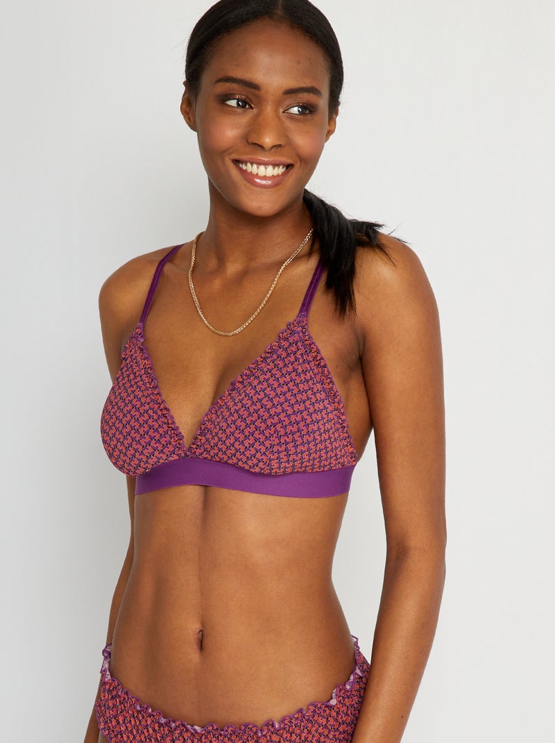 Soutien-gorge triangle en tulle géométrique - Kiabi