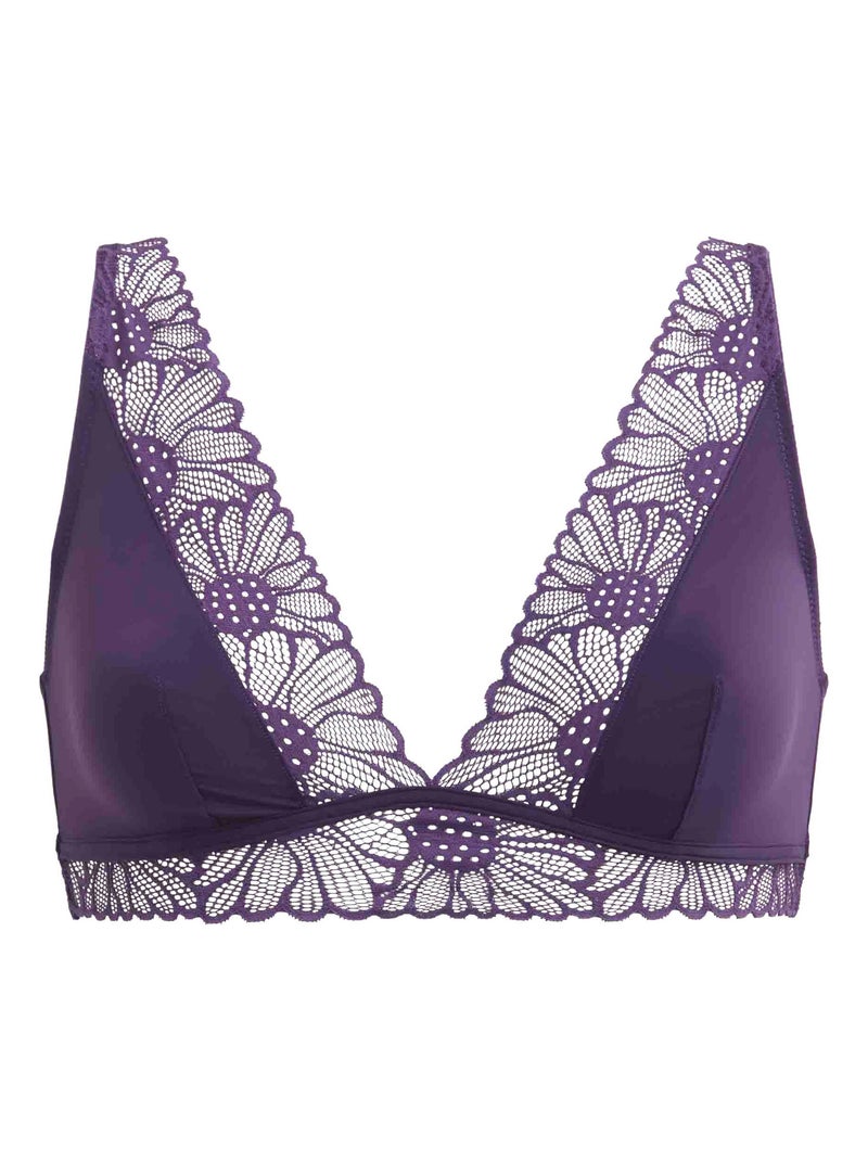 Soutien-gorge triangle microfibre et dentelle Fais-moi une fleur Violet - Kiabi