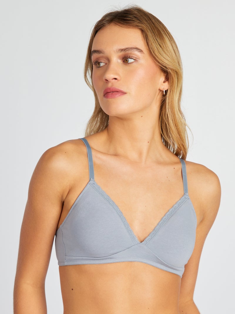 Soutien-gorge triangle non paddé Bleu gris - Kiabi