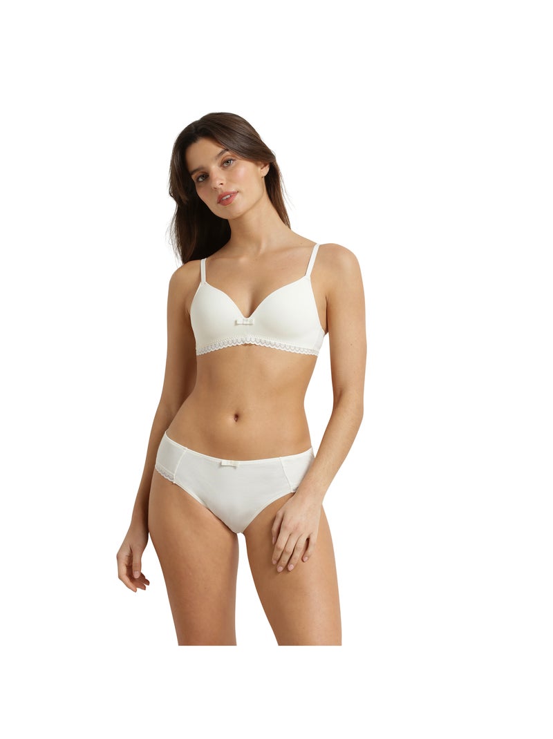 Soutien-gorge triangle paddé sans armatures Daily Coton Blanc cassé - Kiabi