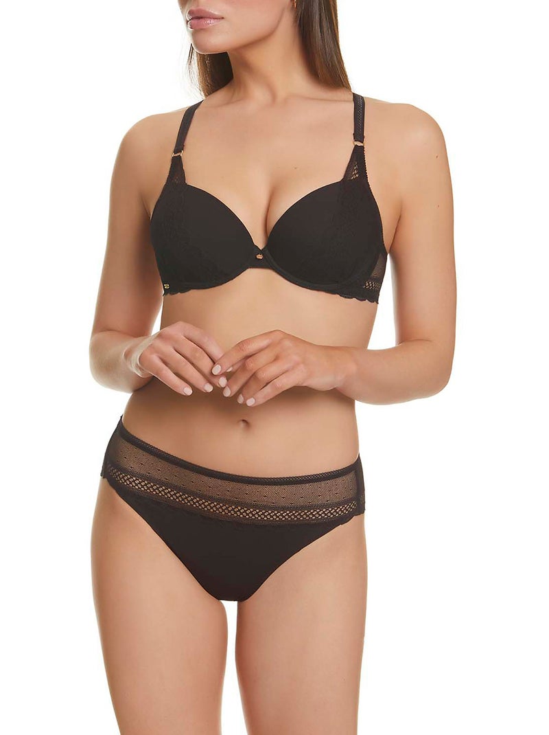 Soutien-gorge triangle plongeant Mia Noir - Kiabi