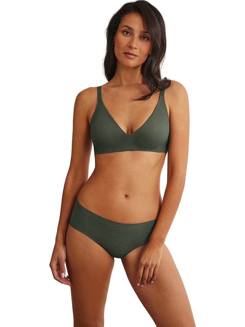 Soutien-gorge triangle préformé plongeant coques amovibles ONE Kaki - Kiabi
