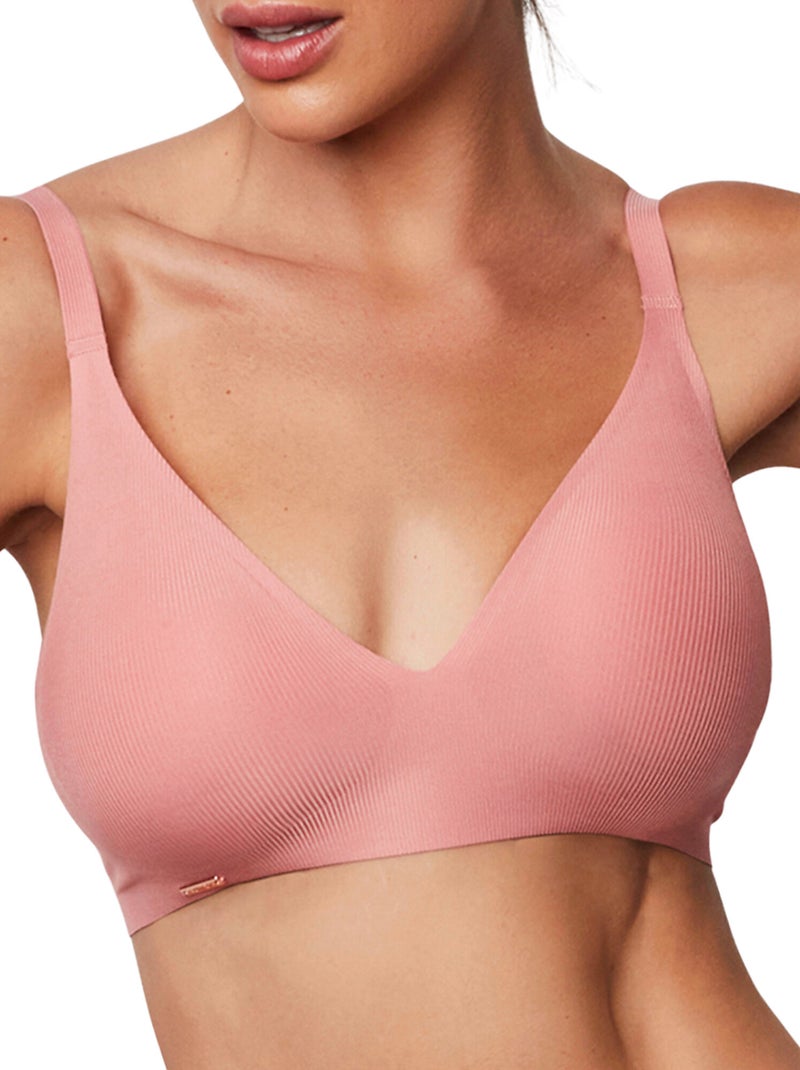 Soutien-gorge triangle préformé plongeant coques amovibles ONE Orange corail - Kiabi