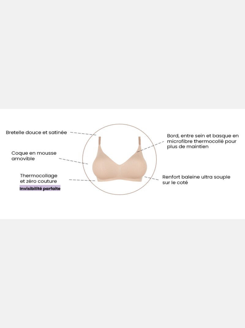 Soutien-gorge triangle Pure Invisibility Sans Complexe Beige - Kiabi