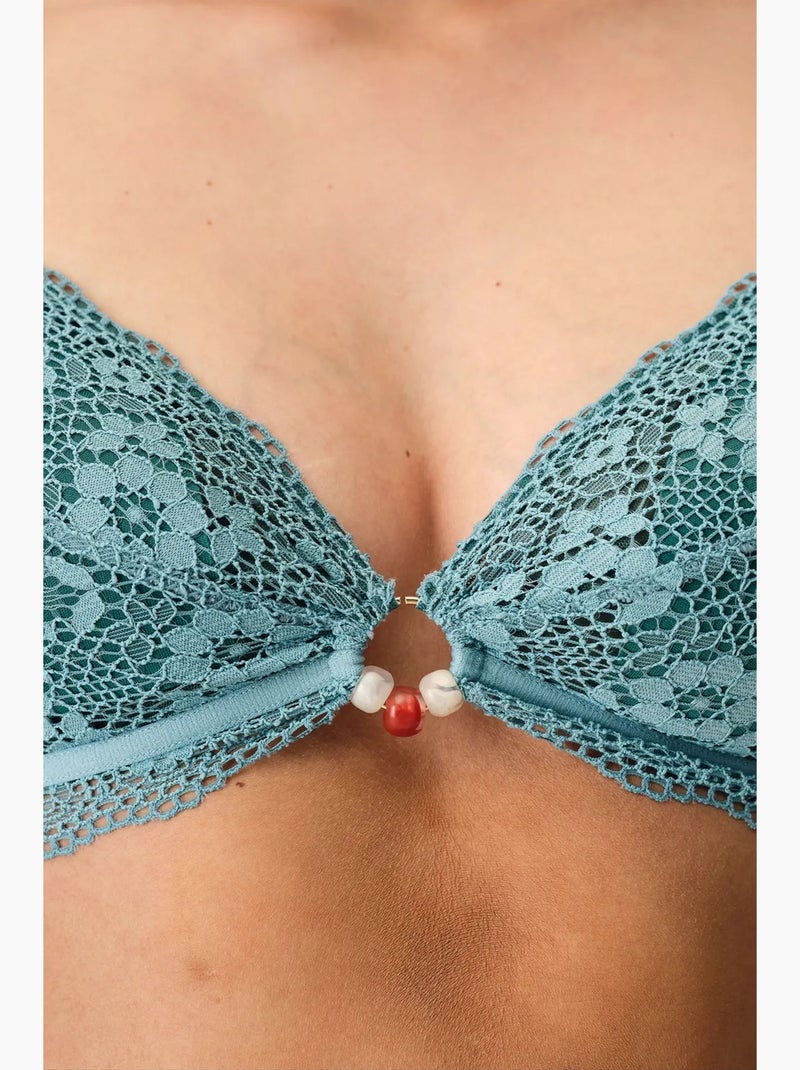 Soutien-gorge triangle rembourré à coussinets amovibles penti Vert menthe - Kiabi
