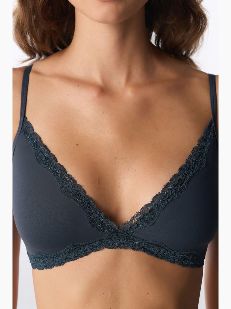 Soutien-gorge triangle rembourré penti Gris Noir - Kiabi