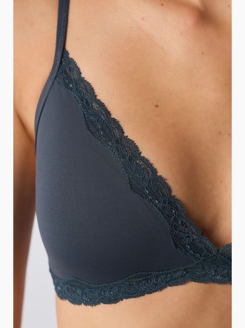 Soutien-gorge triangle rembourré penti Gris Noir - Kiabi