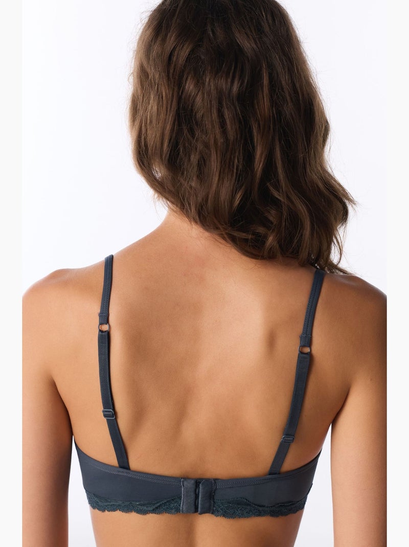 Soutien-gorge triangle rembourré penti Gris Noir - Kiabi