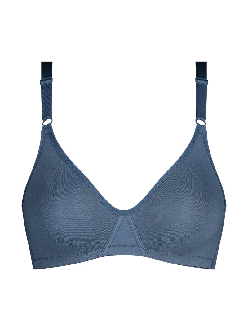 Soutien-gorge triangle sans armatures Daily Coton Bleu denim - Kiabi