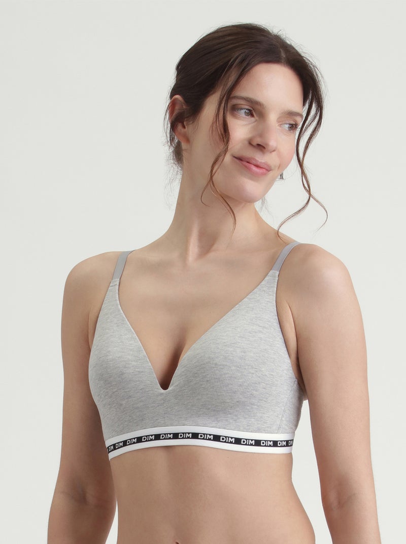 Soutien-gorge triangle sans armatures Icons Essentiel Gris chiné - Kiabi