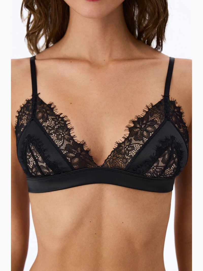 Soutien-gorge triangle satin mini penti Noir - Kiabi