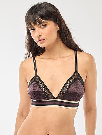 Soutien-gorge triangle satiné imprimé léopard