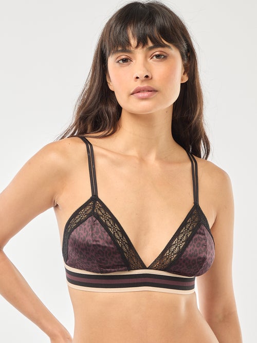 Soutien-gorge triangle satiné imprimé léopard - Kiabi