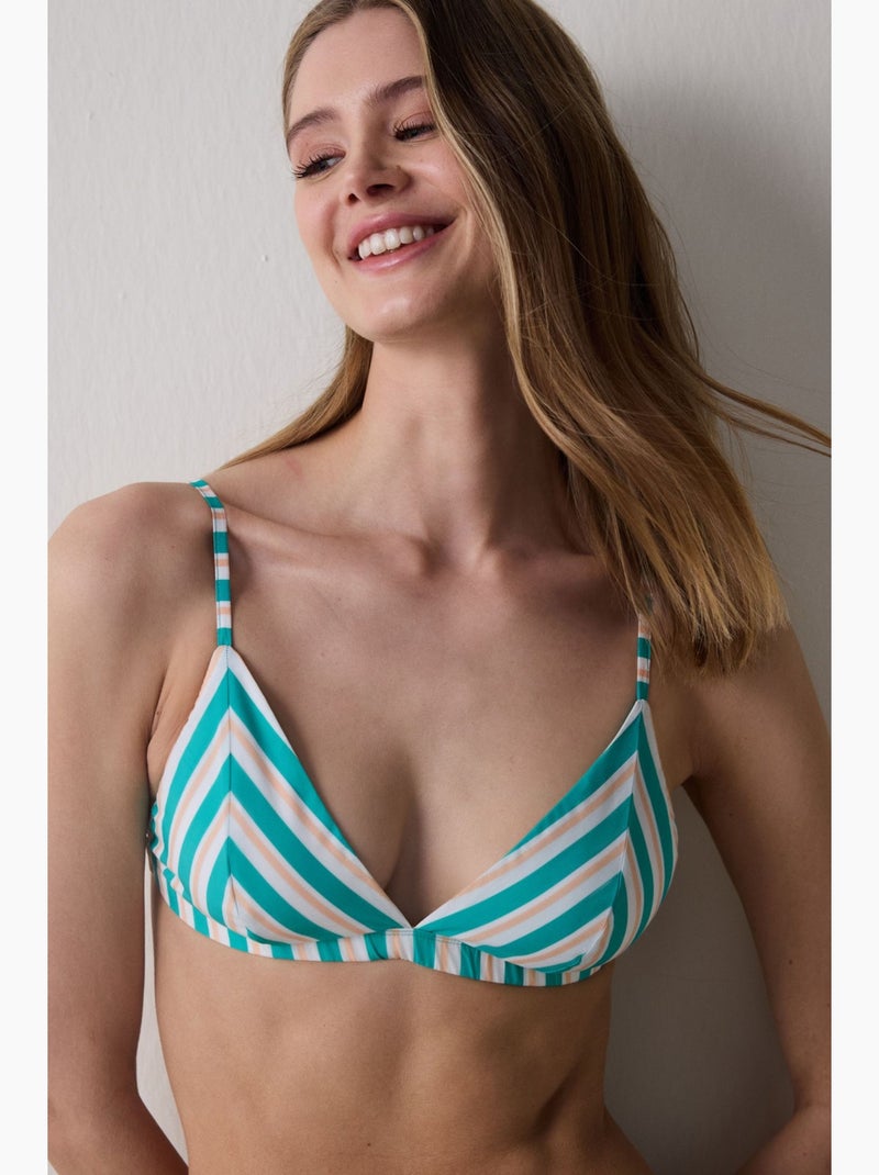 Soutien-gorge triangle tissé penti Blanc Vert - Kiabi