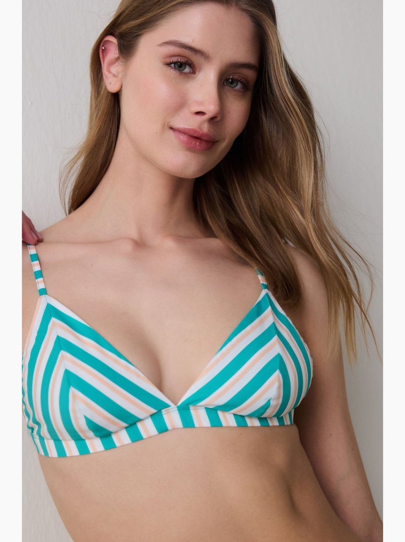 Soutien-gorge triangle tissé penti Blanc Vert - Kiabi