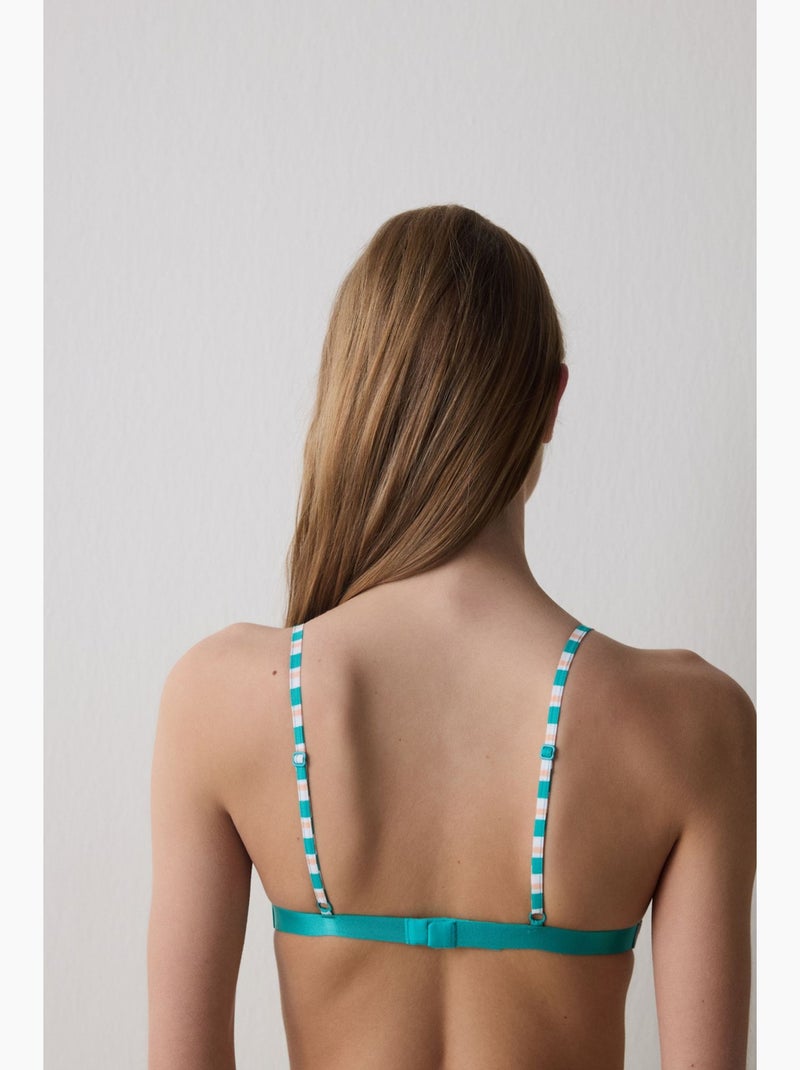Soutien-gorge triangle tissé penti Blanc Vert - Kiabi