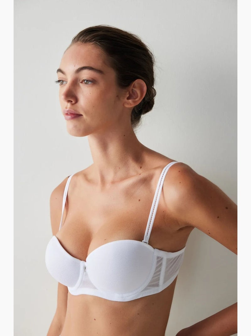 Soutien-gorge tricoté à armatures et bretelles amovibles penti Blanc - Kiabi