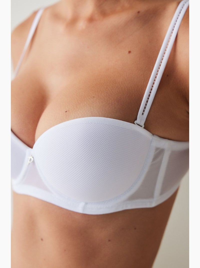 Soutien-gorge tricoté à armatures et bretelles amovibles penti Blanc - Kiabi
