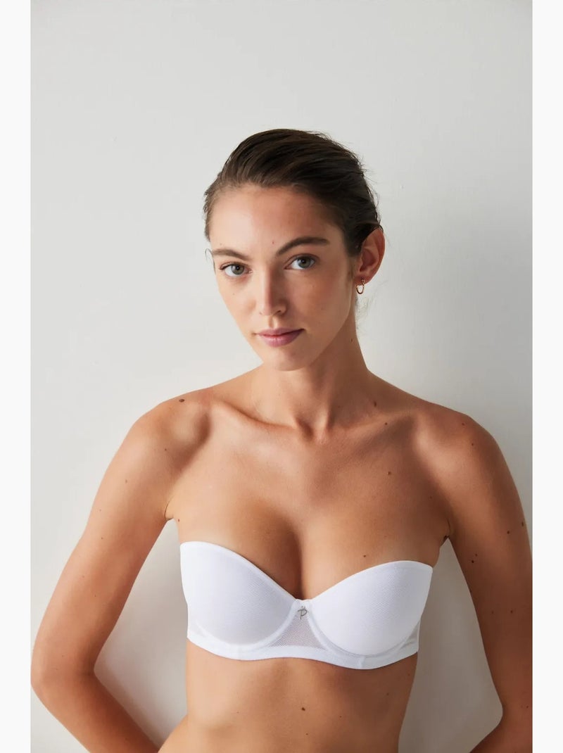 Soutien-gorge tricoté à armatures et bretelles amovibles penti Blanc - Kiabi