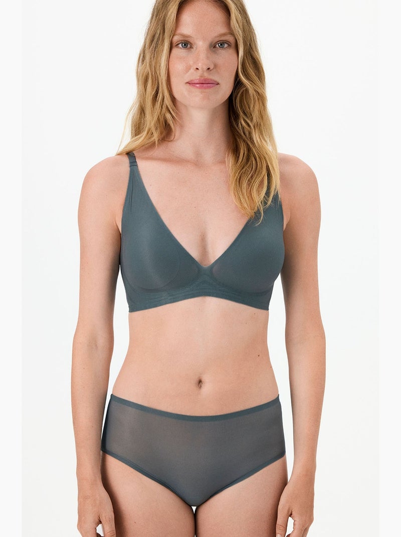Soutien-gorge zerogram decolette avec coussinets invisibles penti Gris Noir - Kiabi