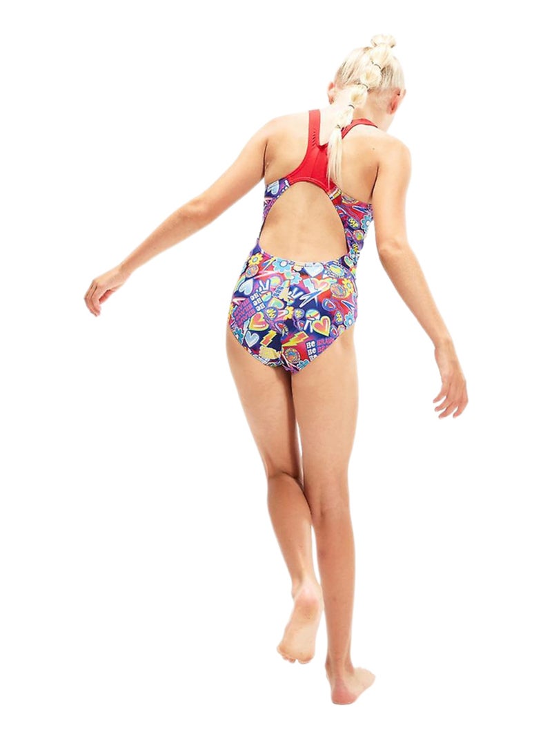 Speedo - Maillot de bain 1 pièce DIGITAL Jaune/Bleu Marine/Rouge - Kiabi