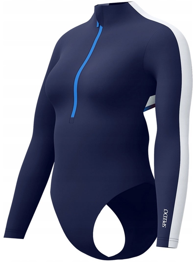 Speedo - Maillot de bain 1 pièce manches longues Bleu marine - Kiabi