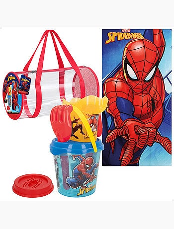 Spider-man ensemble seau de plage avec accessoires serviette et sac