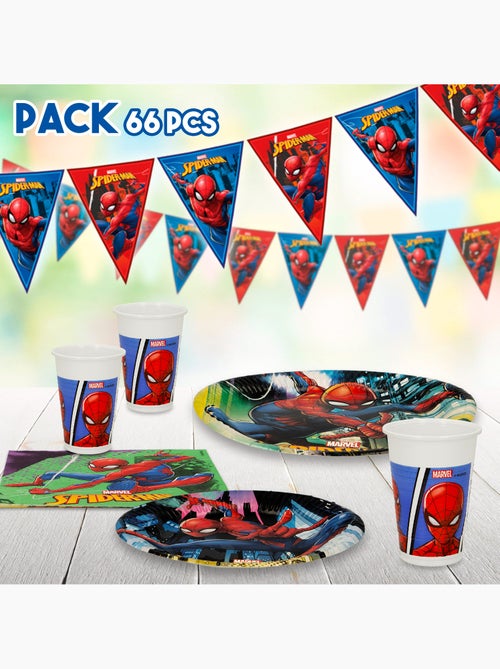 Spider-man set vaisselle pour enfants et décoration jetable 66 pièces - Kiabi