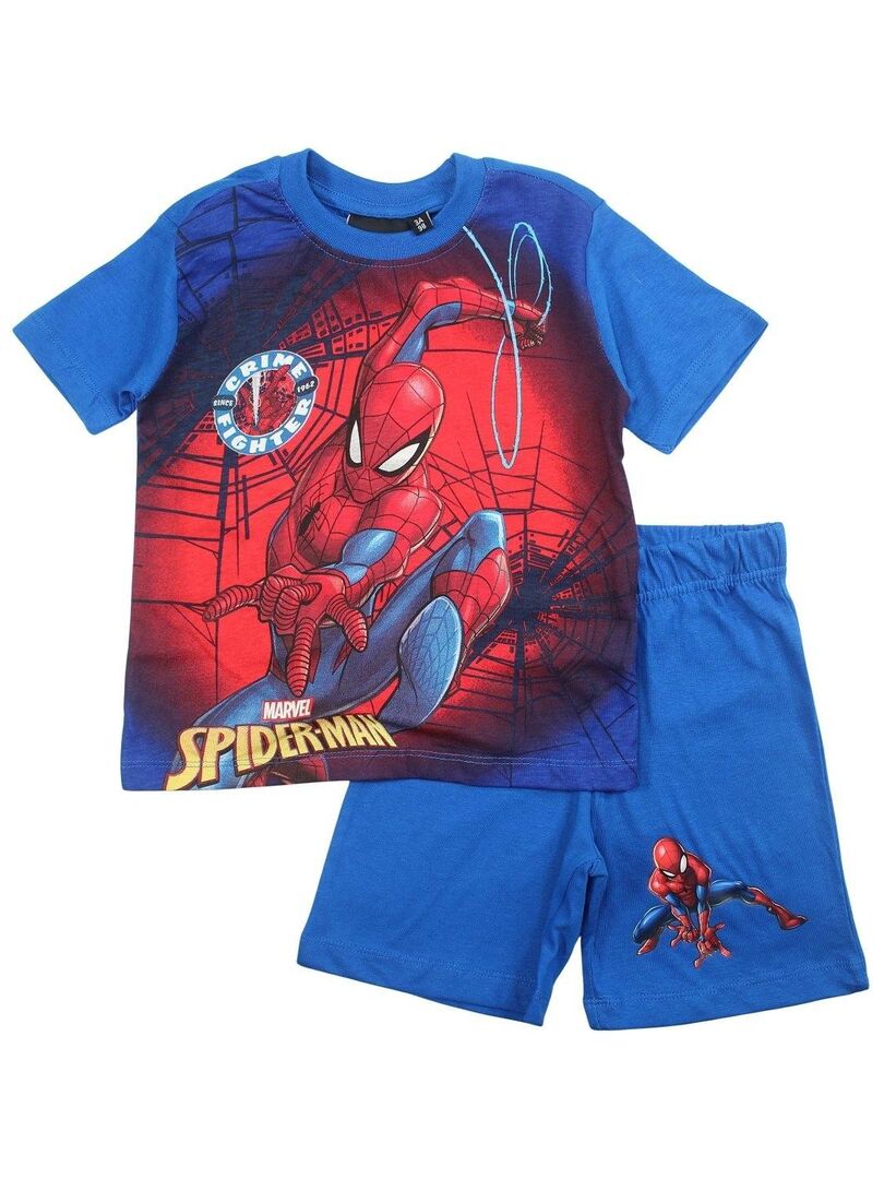 Spiderman - Ensemble ​​T-shirt short garçon Imprimé Spiderman Bleu - Kiabi