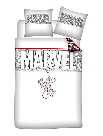 SpiderMan - Parure de Lit Enfant Coton Bio - Housse de Couette 140x200 Taie d'Oreiller 65x65 cm