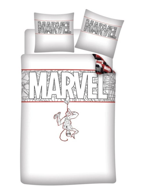 SpiderMan - Parure de Lit  Enfant Coton Bio - Housse de Couette 140x200 Taie d'Oreiller 65x65 cm - Kiabi