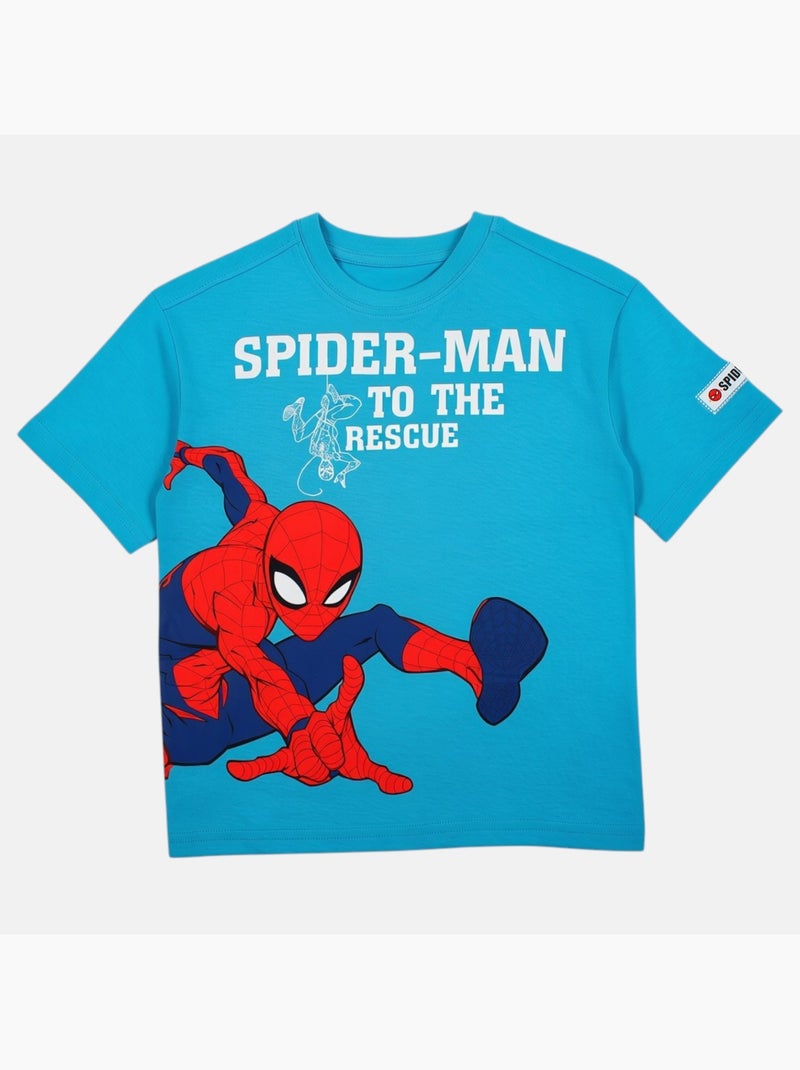 Spiderman - T-shirt manches courtes garçon avec personnage Bleu - Kiabi
