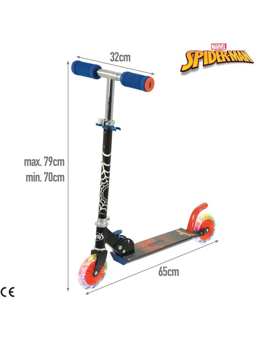 Spiderman trottinette pliante à 2 roues avec lumières - Kiabi